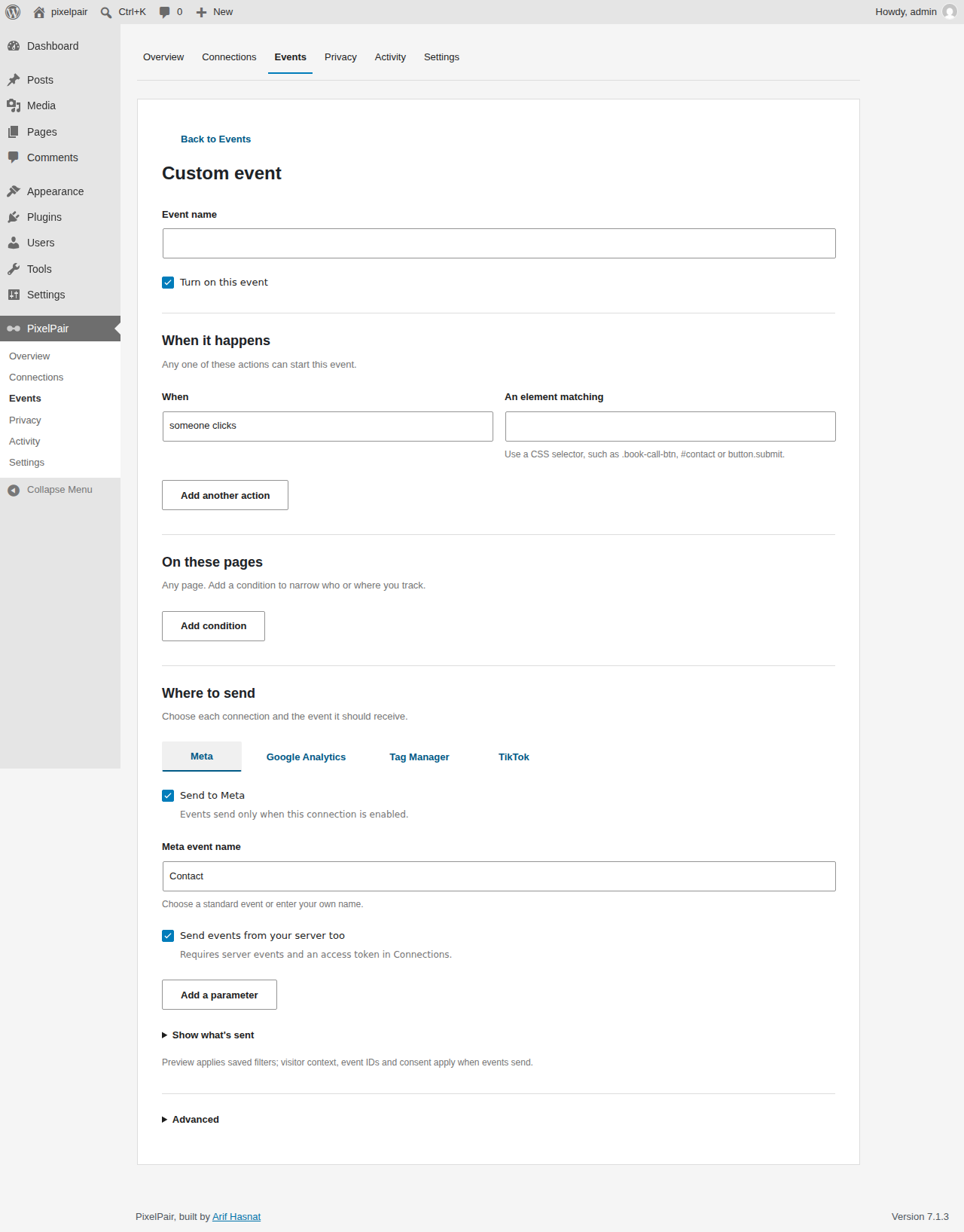 Custom event builder