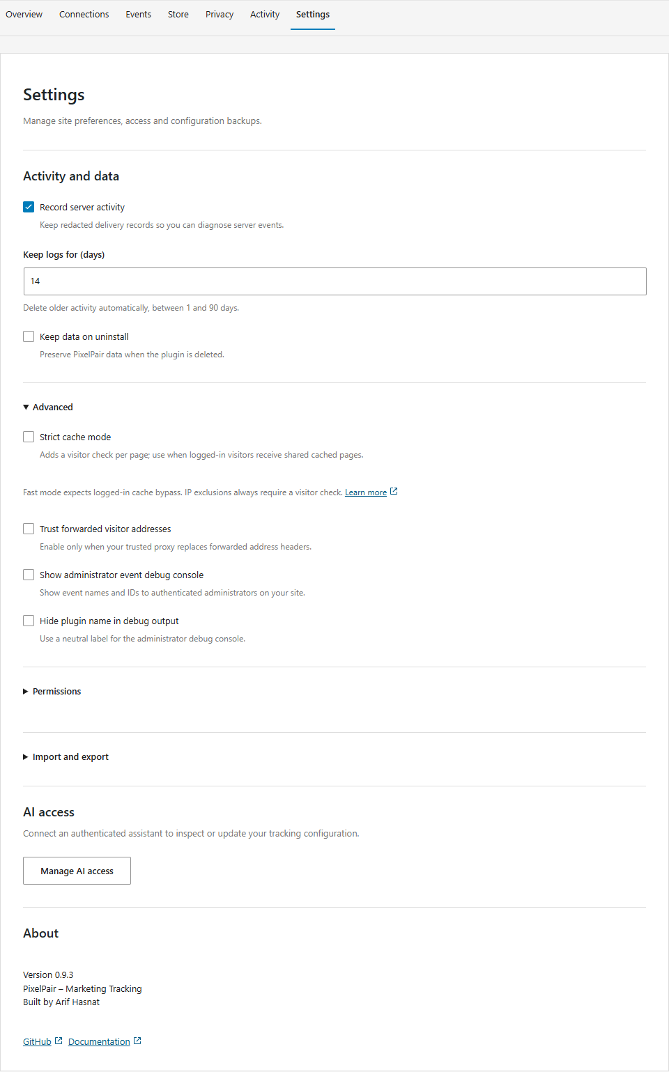 Advanced settings