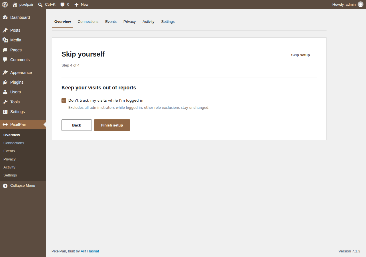 Setup: exclude yourself